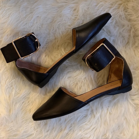 🆕NIB real leather Anthropologie buckle strap flat - Picture 3 of 8